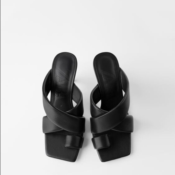 Shoes Zara Padded Leather High Heel Sandals Black Poshmark